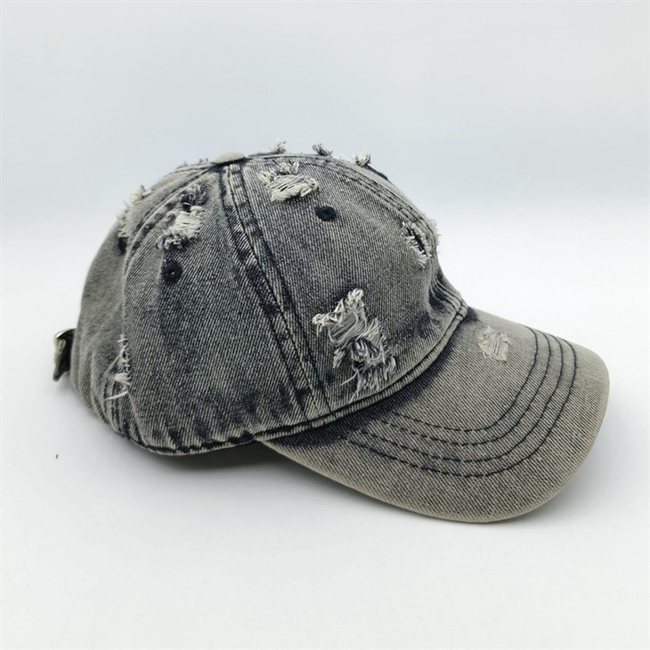 Distressed Washed Denim Baseball Cap