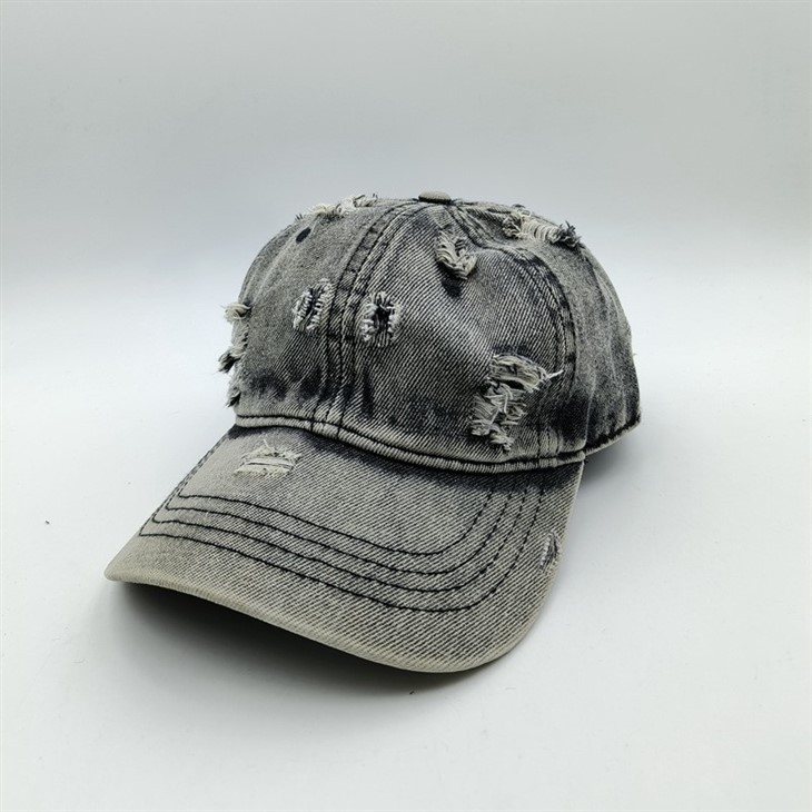 Distressed Washed Denim Baseball Cap